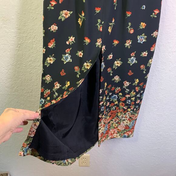 DW3 DAVID WARREN Dress‎ 8 Vintage Mandarin Floral Back Slit Cream Piping Lined - Picture 10 of 14